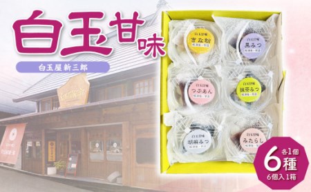 白玉甘味6種×各1個(6個入1箱) 白玉 くろみつ あんこ 抹茶 みたらし 胡麻蜜