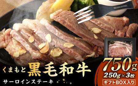 くまもと黒毛和牛 サーロインステーキ 750g（250g×3）ギフトBOX入り 牛肉 ステーキ 国産