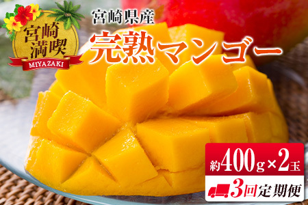 ◇「宮崎満喫」　完熟マンゴー約400g×2玉　3回定期便