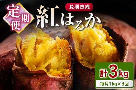 [定期便]3回お届け!長期熟成 紅はるか 計3kg(1kg×3回)宮崎県都城市産 さつまいも サツマイモ