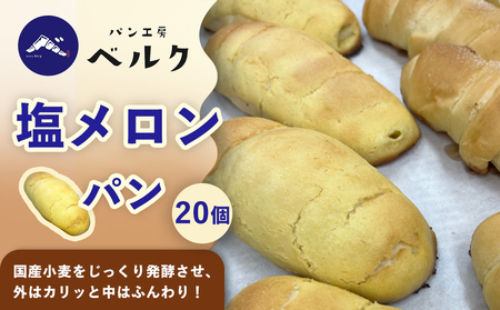 塩メロンパン 20個セット / メロンパン 塩メロンパン 塩パン めろんぱん パン セット 冷凍パン 朝食 おやつ ぱん 菓子パン ベーカリー / 稲沢市 / パン工房ベルク [BMAF010]