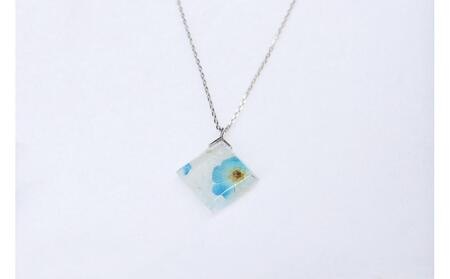 【七宝】青い花のペンダント SV（銀色・S チェーン40cm）- ギフト包装付き -