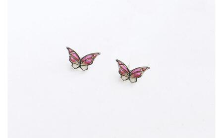 【七宝】小さな蝶のピアス SV（両耳）- ギフト包装付き -