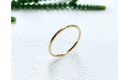 K18 丸つち目 細リング（ハンドメイド）【サイズ：15号】