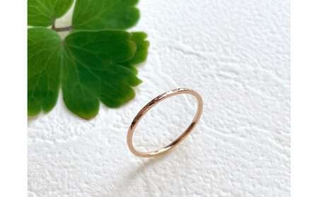 K18ピンクゴールド 丸つち目 細リング(ハンドメイド)[サイズ:9号]