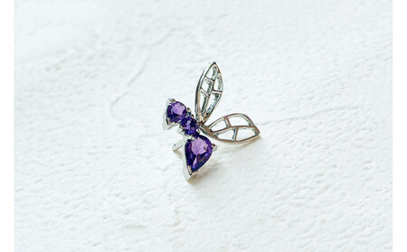 [プレゼント包装付き]ミツバチ ピンバッジ(SV /アメジスト)