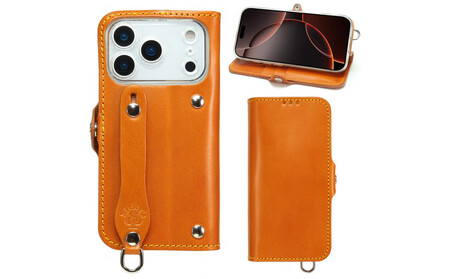 EFGS iPhone 17Pro 手帳型 ケース 栃木キャメル [左開き] TPU スタンド カード入れ ベルト付き 栃木レザー 本革 リッキーズ