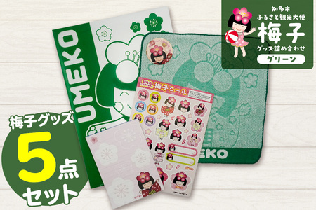 梅子グッズの詰め合わせ(グリーン) 梅子 グッズ タオル シール クリアファイル ファイル メモ帳 メモ 佐布里 梅 特産品 イラスト 日用品 観光大使 伝統工芸品 贈答 プレゼント 愛知県 知多市