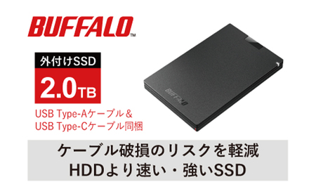 【4月1日から大幅値上げ予定】BUFFALO バッファロー ポータブル SSD 2.0TB TypeA & TypeC USB 電化製品 家電 パソコン PC周辺機器 パソコン周辺機器