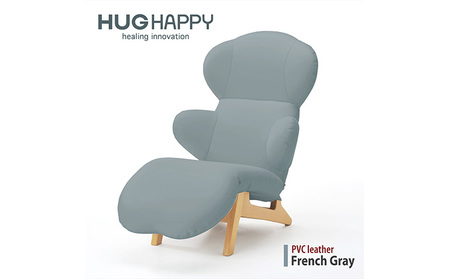 ハグラウンジチェア レザー:フレンチグレー(オットマン一体型 リクライニングチェア)家具 椅子 ソファ[配達不可:沖縄・離島]
