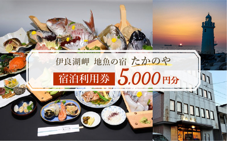 伊良湖岬 地魚の宿「たかのや」 宿泊利用券 5千円分 旅館 旅行券 宿泊券 観光 愛知県 田原市