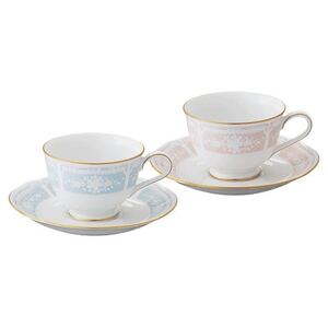 ノリタケ[レースウッドゴールド]カップ&ソーサーペア(ブルー・ピンク)