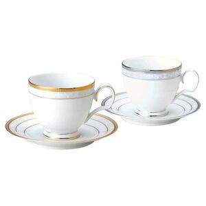 ノリタケ[ハンプシャーゴールド&プラチナ]カップ&ソーサーペア(金・銀)