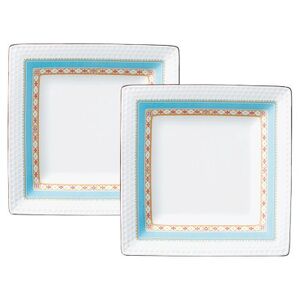 ノリタケ[ハミングブルー]19cmスクエアプレートペア