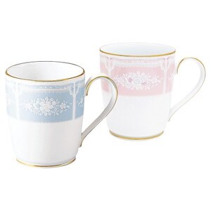 ノリタケ[レースウッドゴールド]マグカップペア(ブルー・ピンク)
