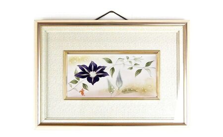 七宝額絵[クレマチス] 七宝焼 七宝 伝統工芸 工芸 鉄線 花 インテリア 絵 額 作家 職人 贈り物 プレゼント 送料無料 田村工芸 愛知県 あま市 絵画 額装 装飾品 品 伝統 しっぽうやき 焼き物 受注生産 職人技 鉄線 クレマチス