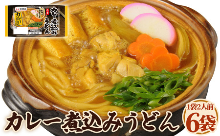 カレー煮込みうどん 2人前 6袋 / カレーうどん 煮込み 和風出汁 かつお スパイシー 麺 太麺 国産小麦 硬め コシ 濃厚 昼食 夕食 夜食 お取り寄せ 料理 愛知県 No.248
