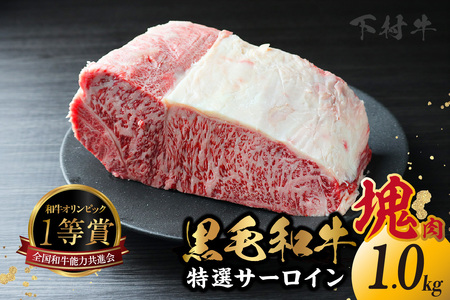 東浦町産「黒毛和牛」特選サーロイン塊肉(約1kg)│牛肉 牛 サーロイン 塊 塊肉 ブロック 高級 贅沢 黒毛和牛 A5ランク 下村牛 ステーキ 焼肉 愛知県 東浦町 東浦