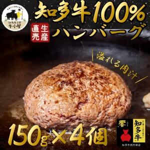 生産直売]知多牛100%ハンバーグ 150g×4個(冷凍) あらびき 生ハンバーグ グルテンフリー [配送不可地域:離島]