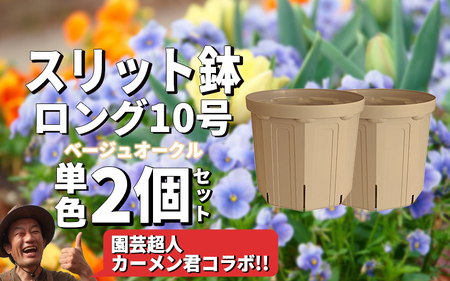 スリット鉢 2個 10号 ベージュオークル 植木鉢 植物 果樹 野菜 観賞用 園芸 ガーデニング 花 カーメン君 兼弥産業 愛知県 南知多町