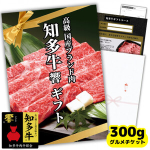 高級すき焼き肉300gグルメギフトチケット(国産知多牛響霜降りスライス)しゃぶしゃぶにも!カタログ用