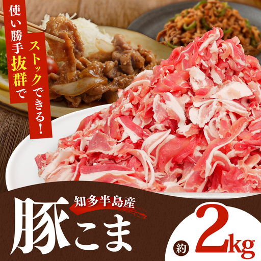 国産豚肉 小分け 小間 切り落とし2kg (500g×4パック) | 真空 個包装 冷凍 新鮮 精肉店 肉屋 直送 厳選 知多豚 レシピ 炒め おかず◇ ※北海道・沖縄・離島への配送不可