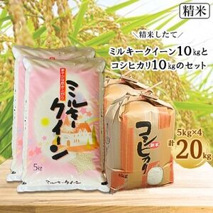 人気のお米セット ミルキ-クイ-ン10kgとコシヒカリ10kgのセット[精米 20kg]