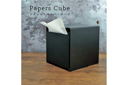 GRAVIRoN Papers Cube 黒皮鉄(トイレットペーパーケース)