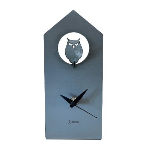 GRAVIRoN Bird Clock ミミズク 酸洗鉄(置き時計)195×85×92mm 390g
