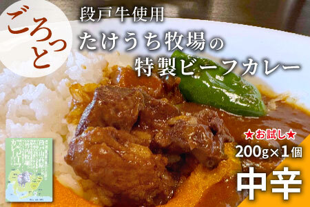 お肉がごろっと入った!たけうち牧場のビーフカレー お試し 1個 国産牛 ご当地カレー カレー 中辛 ブランド牛カレー レトルトカレー スパイス 段戸牛カレー -217