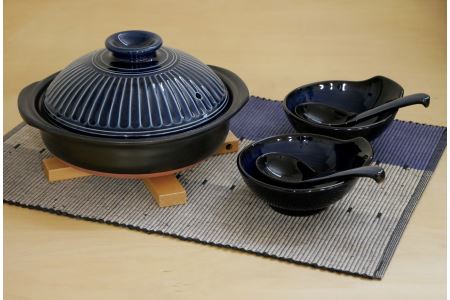 [萬古焼(ばんこやき)]菊花瑠璃釉 7号 セラミック加工IH土鍋セット