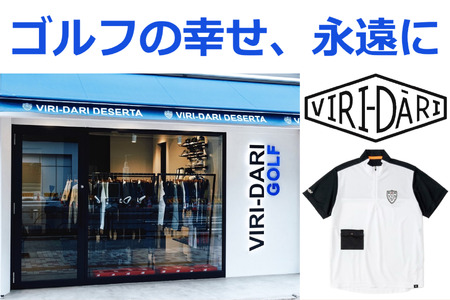 再生ポリエステル使用 サステナブル・ゴルフウェア・ブランド VIRI-DARI (ヴィリダリ) GOLFのウェア 吸水・速乾・UVケア メンズS（ホワイト×ブラック）