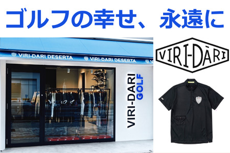 再生ポリエステル使用 サステナブル・ゴルフウェア・ブランド VIRI-DARI (ヴィリダリ) GOLFのウェア 吸水・速乾・UVケア メンズM(ブラック×ブラック)