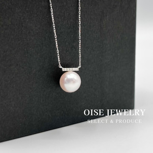 1711　PT900/850　ダイヤモンド0.03ct　アコヤ真珠ペンダント　8.0mmUP