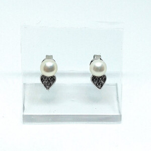 2001 真珠ピアス・ハート(淡水本真珠・ボタン) 淡水真珠 贈り物 かわいいアクセサリー カジュアル オシャレ クリスマスプレゼント