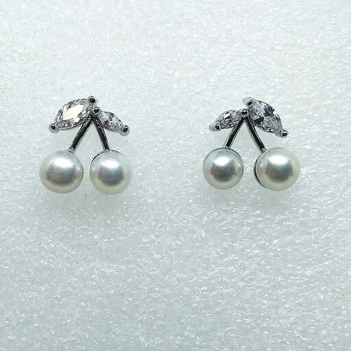 2115 真珠ピアス・さくらんぼ・R（淡水本真珠・ボタン） 贈り物 かわいい アクセサリー カジュアル オシャレ クリスマスプレゼント チェリー