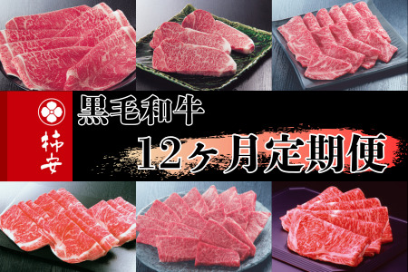 柿安本店 柿安黒毛和牛食べくらべセット[定期便12ヶ月] 国産 牛肉 赤身 厳選 上質 すき焼 焼肉 サーロインステーキ ローストビーフ しゃぶしゃぶ ロース モモ ブロック肉 バラ ハンバーグ 小間切れ 逸品 おすすめ グルメ