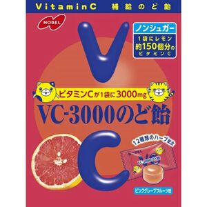 ノーベル製菓 VC-3000のど飴ピンクグレープフルーツ 24袋 のど飴 あめ ビタミンÇ ハーブ ノンシュガー 菓子