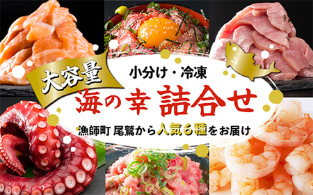 漁師町 尾鷲 からお届け! 海の幸 大容量便 人気 6種 詰合せ [限定500セット] 大容量 小分け 冷凍 バラ凍結 たっぷり ストック 便利 新鮮 鮮魚 さけ しゃけ 鮭 サーモン アトランティックサーモン ぶり ブリ 鰤 たこ タコ 蛸 えび エビ 海老 バナメイエビ まぐろ マグロ 鮪 本マグロ ネギトロ ねぎとろ 漬け丼 三重県 尾鷲市 OW-7