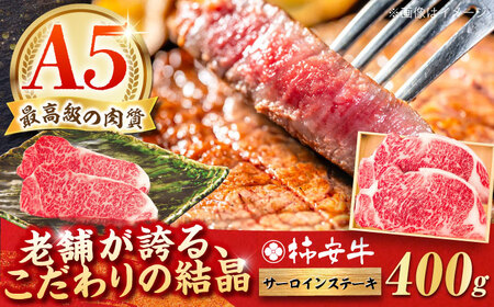 最高級A5等級 三重県産 黒毛和牛 柿安牛 サーロインステーキ 400g / 国産牛 ブランド牛 牛肉 冷蔵 / 亀山市 / 柿安本店 [AMBW018]