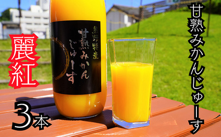 仲森農園の【麗紅甘熟みかんじゅーす】（3本） みかん 100% オレンジジュース れいこう 柑橘 ストレート ドリンク フルーツ