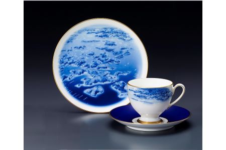 ≪NARUMI≫[英虞湾]絵皿&1客碗皿