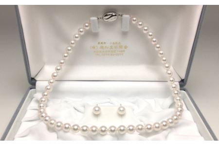 【150-07】老舗の真珠専門店・高品質アコヤ真珠ネックレス・イヤリングセット7.0～7.5ミリ