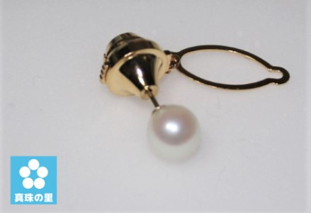 真珠の里 アコヤ真珠 K18 8mm タイピン*