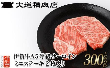 [伊賀牛] A5サーロイン ミニステーキ 計約300g(2枚入り)
