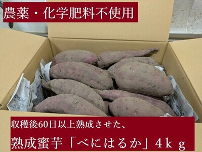 農薬・化学肥料不使用 熟成 蜜芋 サツマイモ(紅はるか)4kg 三重県 多気町 TFN-01