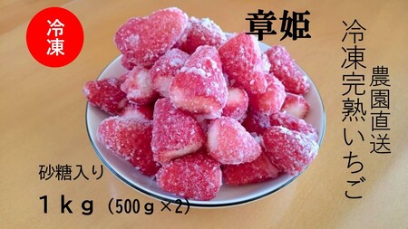 [農園直送] 冷凍完熟手摘みいちご (章姫) 不揃い 1kg いちご
