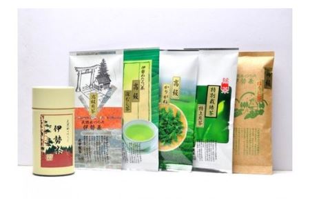 伊勢茶 5品セット 保存缶付/丸中製茶 特別栽培 ほうじ茶 高級 煎茶 深蒸し お茶 かりがね 伊勢志摩