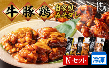 （冷凍） 自家製みそダレ Nセット　ホルモン300ｇ×２　豚肉×３　鶏肉×３/　イベリコ豚　伊勢志摩