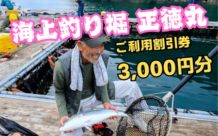 海上釣り堀 正徳丸 ご利用割引券(3,000円分)[TS01]